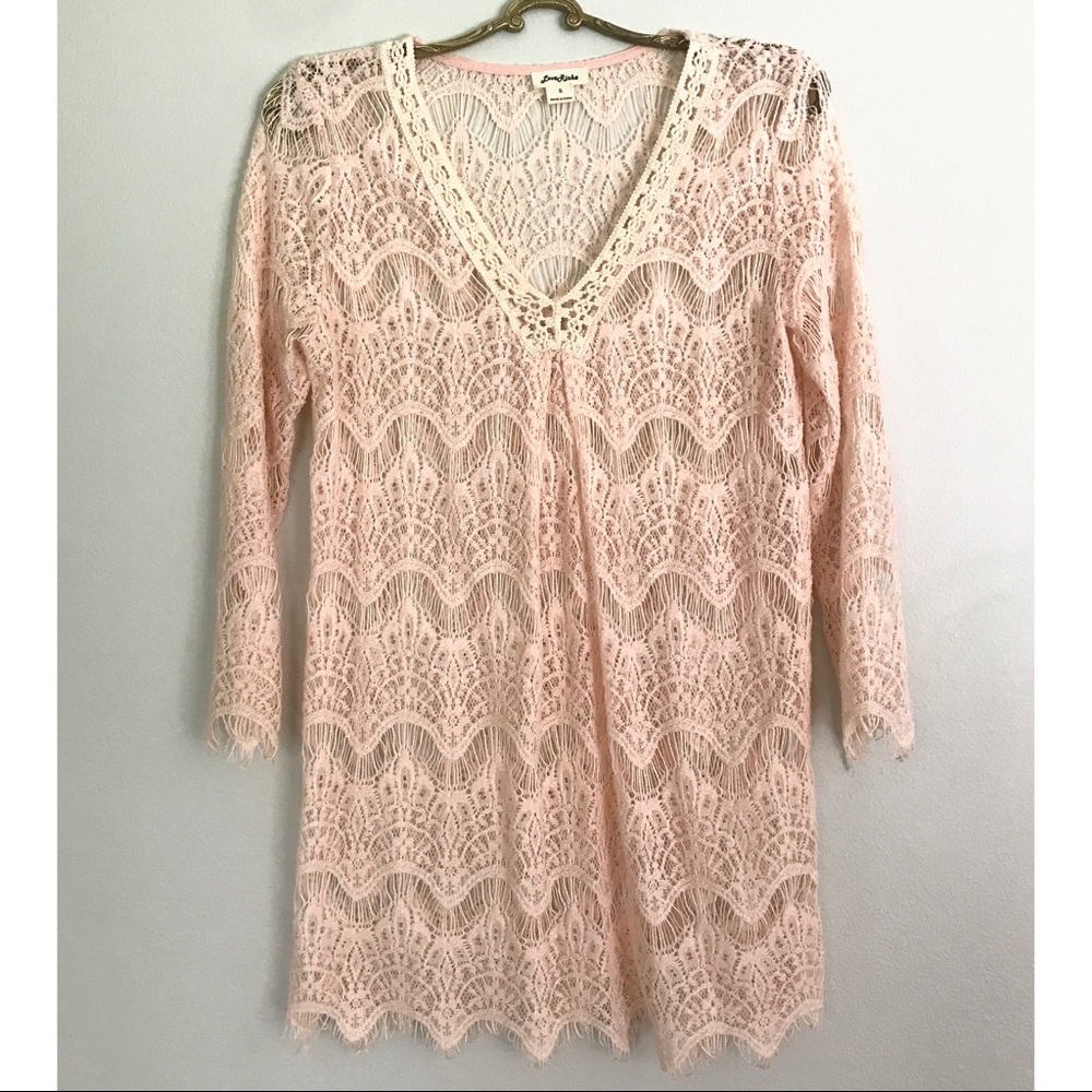 Love Riche Pink Lace 3/4 Sleeve top